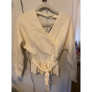 Cream wrap sweater